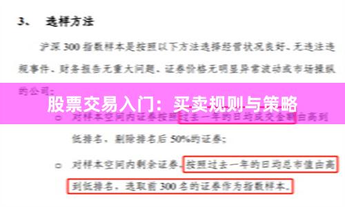 股票交易入门：买卖规则与策略